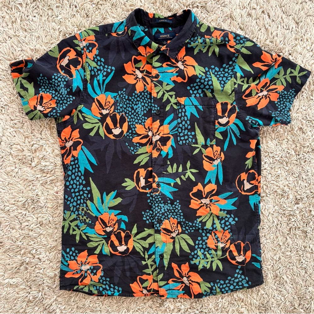 Roark Black Floral Button-Down Shirt - Men’s Large